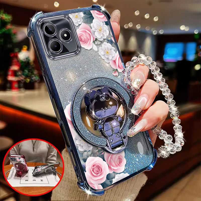 Realme Note 50 - 3 stks (Romantische Rose telefoonhoesje +
