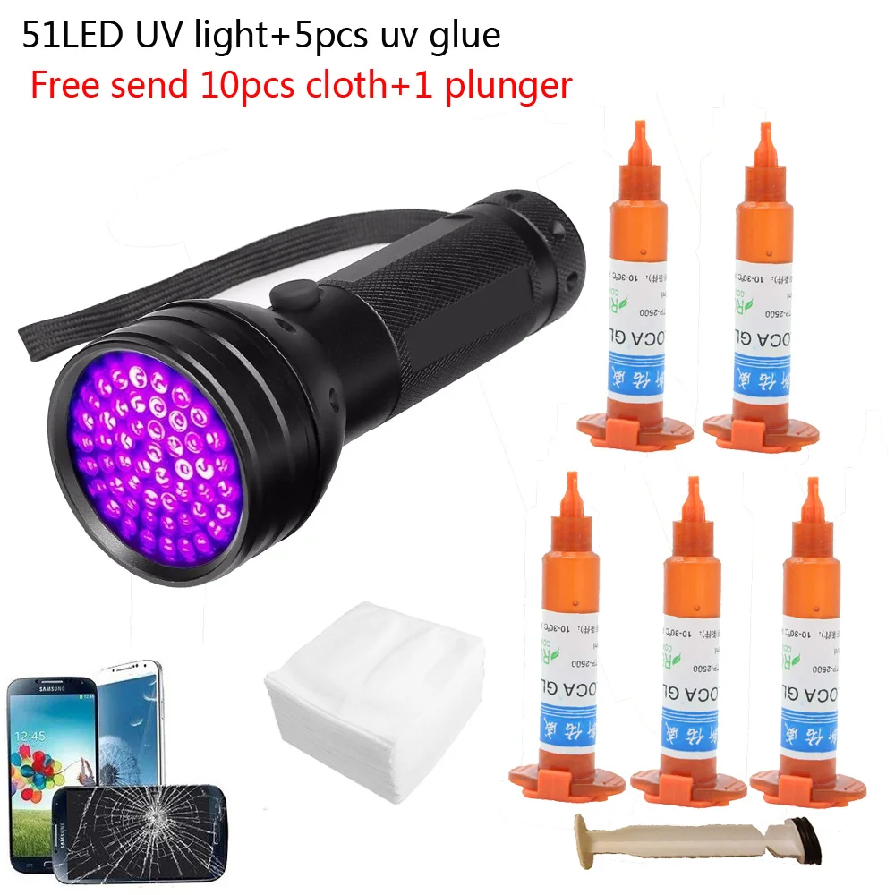 Liquid Uv Glue Kit - 51 led UV licht 5 stks/partij