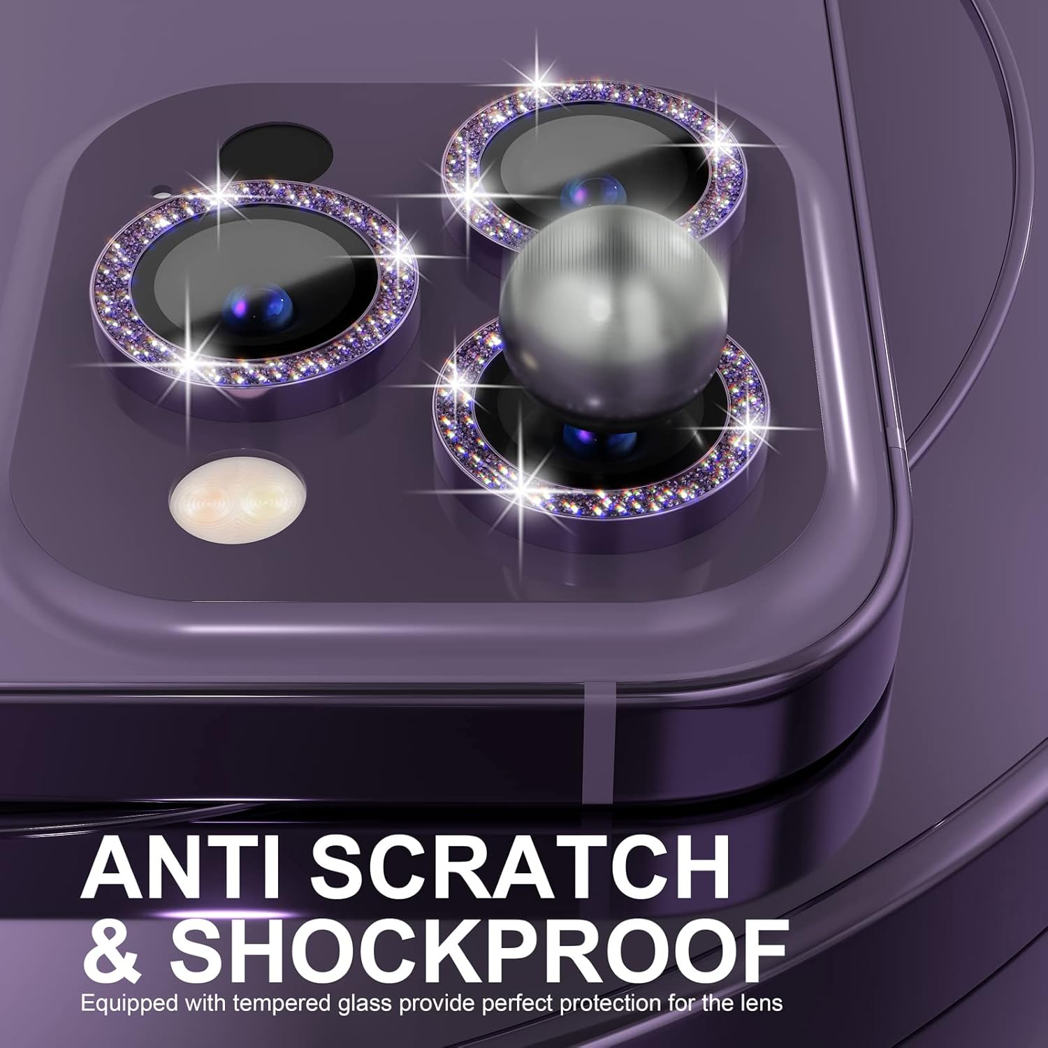 1Set Bling Glitter Paarse Came - Tempered Glass Screen 9H recensie en prijs